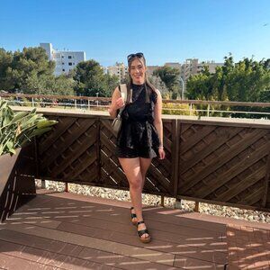 Black ruffled playsuit